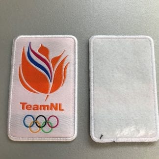 Team NL Olympic Embroided Badge WHITE 5 cm x 8 cm (with glue for printing)